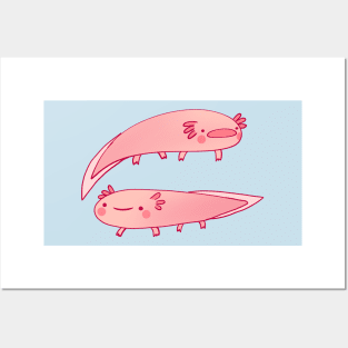 Cute axolotls illustration Posters and Art